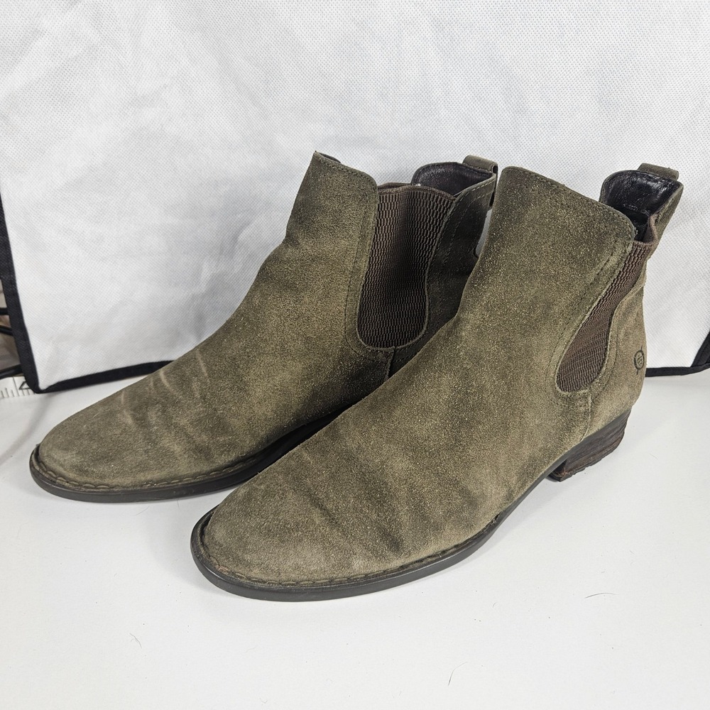 Born Olive Green Suede Chelsea Ankle Boots Womens 8M F28822